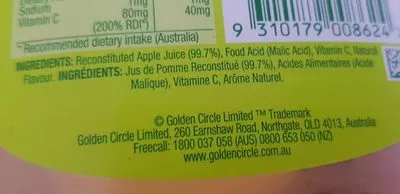 Liste des ingrédients du produit Apple Juice Golden Circle 
