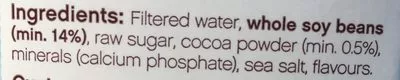 Liste des ingrédients du produit Soy Milk Lush Chocolate Vitasoy 1 L