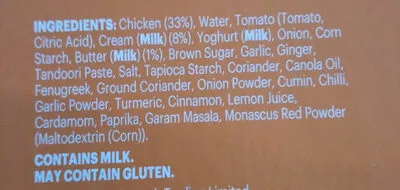 Liste des ingrédients du produit Authentic Butter Chicken Community Co 360g