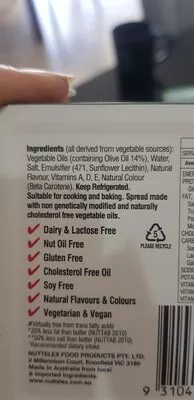 Lista de ingredientes del producto Nuttelex Olive  