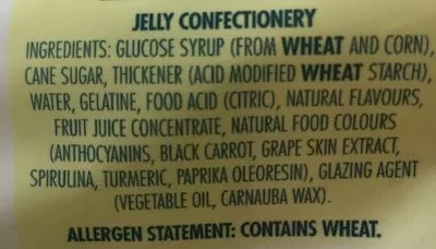 Liste des ingrédients du produit Party mix The Natural Confectionary Co 240g