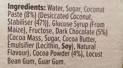Liste des ingrédients du produit Dark Chocolate Ice Cream Weis 