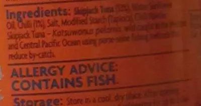 Lista de ingredientes del producto Coles Tuna Spicy Chilli Coles 95g