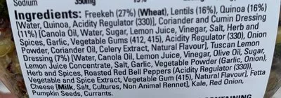 Lista de ingredientes del producto Salad ancien grain Coles 250 g