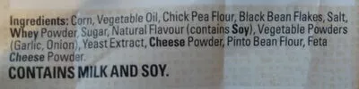 Liste des ingrédients du produit Uppercuts Feta & Roasted Garlic Flavoured Corn Chips Kettle 150 g