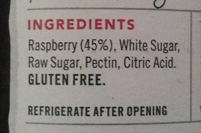 List of product ingredients Australian rasberry jam The Beerenberg family farm 300 g
