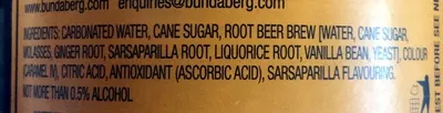 Liste des ingrédients du produit Root beer Bundaberg 375 ml