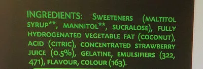 Lista de ingredientes del producto Chews Strawberry Sugarless 70g