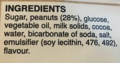 List of product ingredients Choc Peanut Brittle Kellys Candy Co. 200g