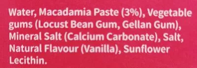 List of product ingredients Macadamia milk  