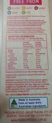 List of product ingredients Freedom Foods Fruit & Seeds Muesli 500G freedom foods 500 g