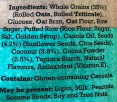 List of product ingredients Cocoa Coconut Clusters Heritage Mill 