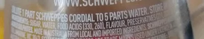 List of product ingredients Raspberry Flavoured Premium Cordial Schweppes 750mL
