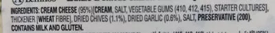 Liste des ingrédients du produit Garlic & Chives Cream Cheese Lemnos 125 g