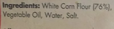 Lista de ingredientes del producto White Corn Tortilla Corn Chips Mission 