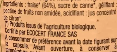 Lista de ingredientes del producto Confiture de Fraises Les Comtes de Provence 350g
