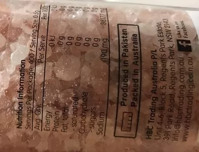 Liste des ingrédients du produit Himalayan Pink Rock Salt 200G  