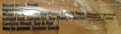 Lista de ingredientes del producto Abbott's Rustic White Bread Abbots Village Bakery, George Weston Foods 750g