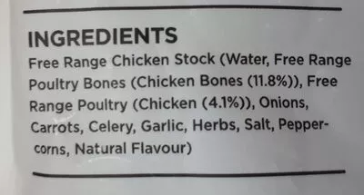 List of product ingredients Free Range Chicken Stock Momo's Meals 500ml