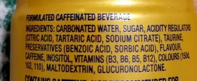 Liste des ingrédients du produit energy drink  