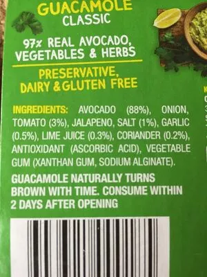 List of product ingredients Guacamole Classic  