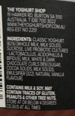 List of product ingredients Yoghurt Shop Belgian Triple Choc The Yoghurt Shop 170g