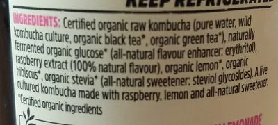 List of product ingredients Organic Kombucha - Raspberry Lemonade Remedy Kombucha 330ml