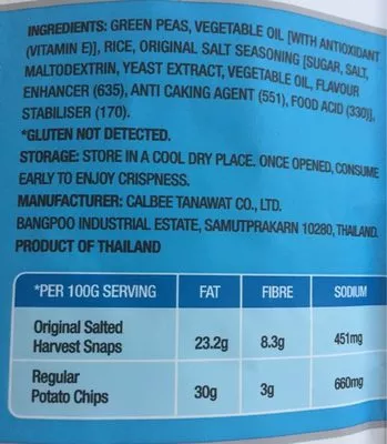 Lista de ingredientes del producto Harvest Snaps Baked pra Crisps  
