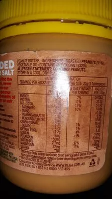 Lista de ingredientes del producto Peanut Butter crunchy  