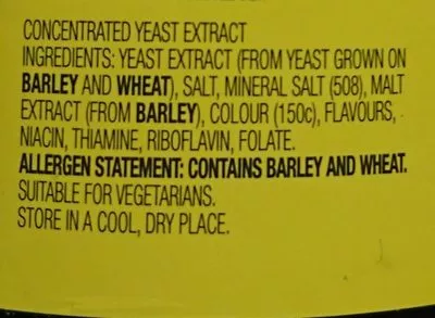 Lista de ingredientes del producto Vegemite Bega Cheese 560 g