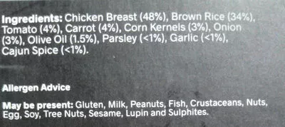 Lista de ingredientes del producto Cajun chicken with dirty rice My Muscle Chef 