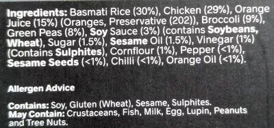 List of product ingredients Orange Glazed Chicken with Basmati Rice & Green Vegetables My Muscle Chef 