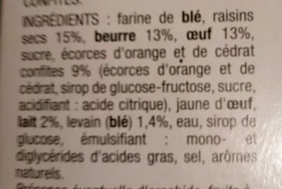 List of product ingredients Panettone pur beurre Thiriet 
