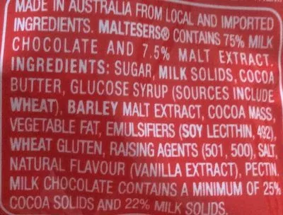 Liste des ingrédients du produit Maltesers Pick and Mix Maltesers, Mars 12 g