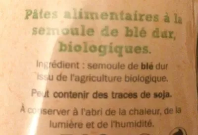 Liste des ingrédients du produit Bio Penne Rigate  