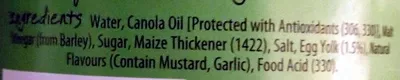 List of product ingredients Coleslaw Dressing ETA 400 ml
