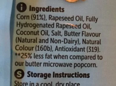Liste des ingrédients du produit Popcorn Woolworths 