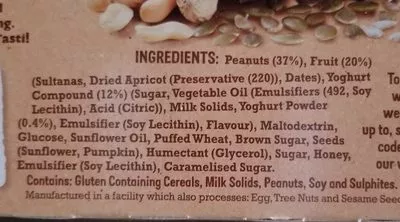 Liste des ingrédients du produit Nut bar  