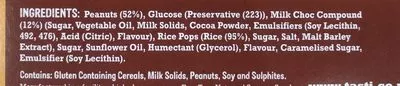 Liste des ingrédients du produit Tasti Meganuts Nut Bar Caramel 240g  