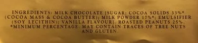 Lista de ingredientes del producto Peanut block Whittaker's 250 g