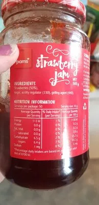 List of product ingredients Strawberry jam Pams 