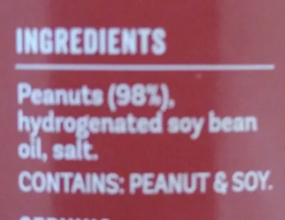 Lista de ingredientes del producto Peanut butter Pams 375 g