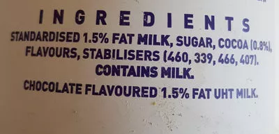 Lista de ingredientes del producto Chocolate milk primo 1.5 L