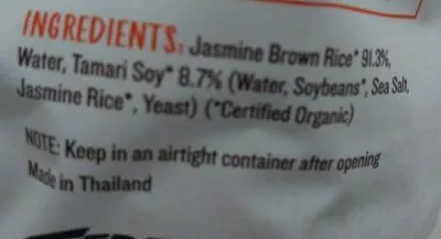 Liste des ingrédients du produit Brown rice cakes  