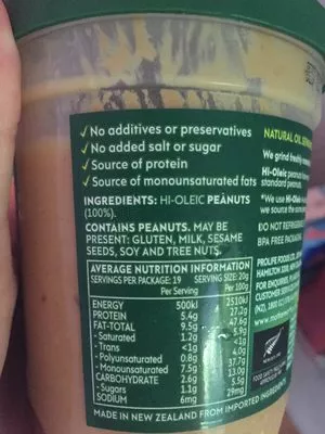 List of product ingredients Crunchy natural peanut butter Mother Earth 