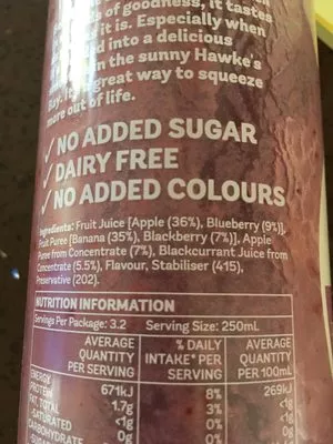 List of product ingredients Smoothie Simply Sqeezed 