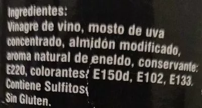 Lista de ingredientes del producto Crema de vinagre balsámico al eneldo Vega de Aranjuez 235 g