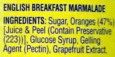 Lista de ingredientes del producto English Breakfast Marmalade Roses, Heinz Co Australia, Kraft Heinz, Kraft 500g