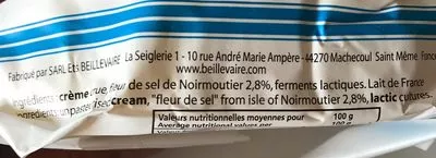 List of product ingredients Beurre cru a la baratte semi sel croquant  
