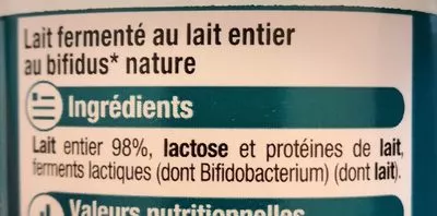 List of product ingredients Bifidus nature  